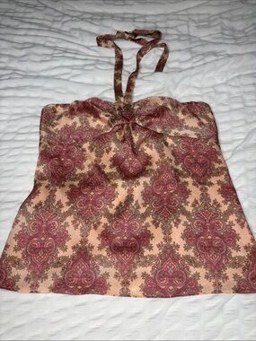 Women’s Peach Paisley Halter Top Ann Taylor Loft Size Medium